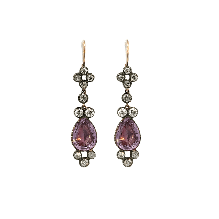 Amethyst and Diamond Drop Earrings