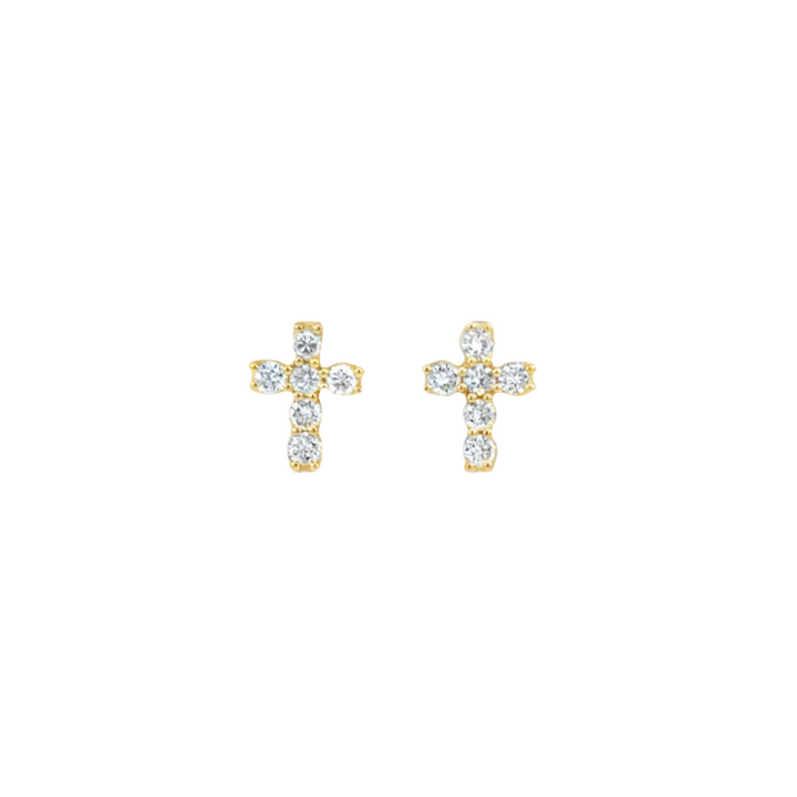 Diamond Cross Stud Earrings