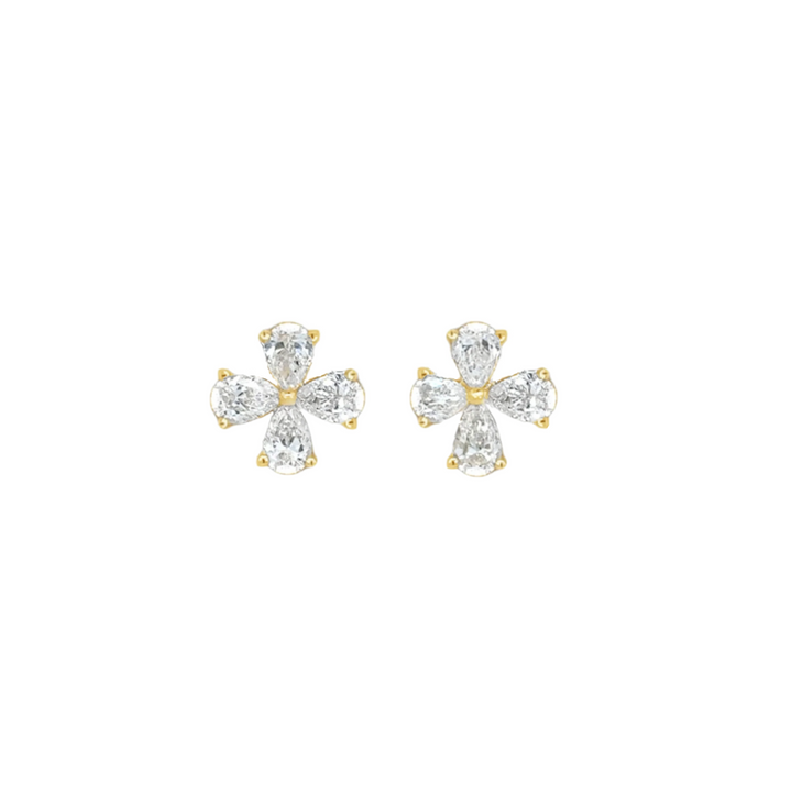Diamond Flower Stud Earrings