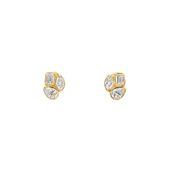 Diamond Cluster Stud Earrings