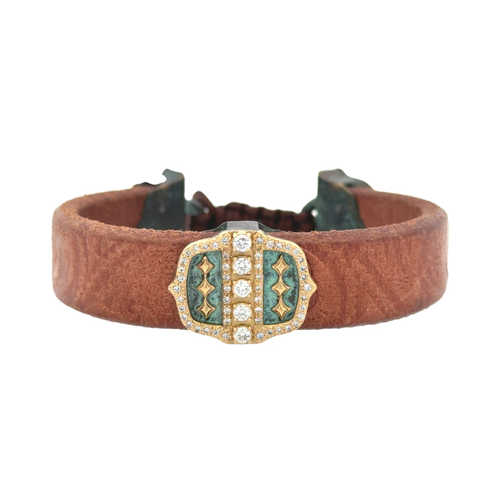 Teal Patina Leather Bracelet