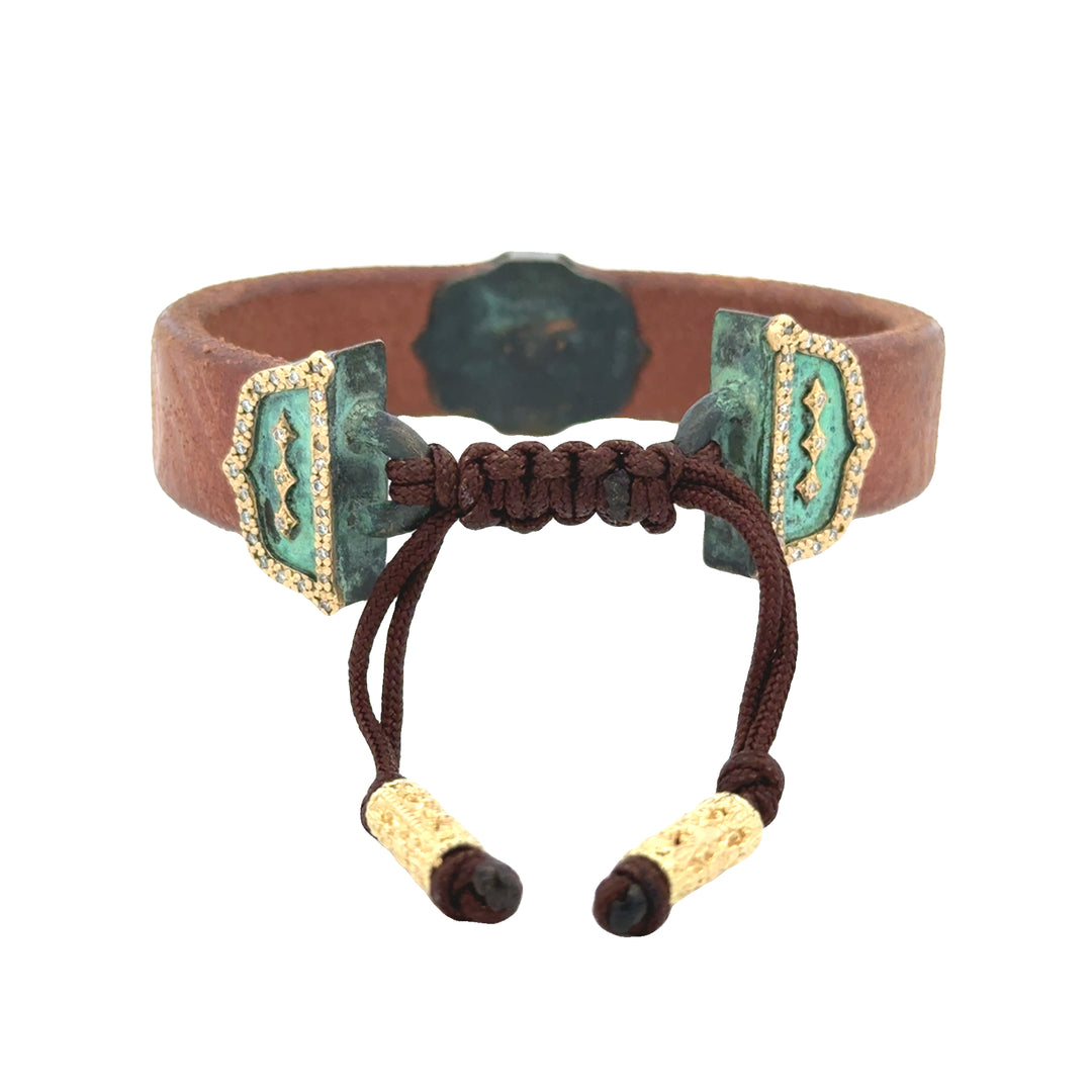 Teal Patina Leather Bracelet