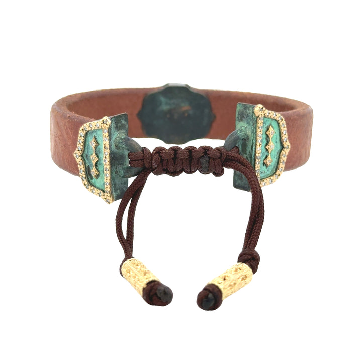 Teal Patina Leather Bracelet