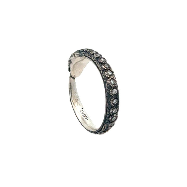 Diamond Snake Ring in Silver