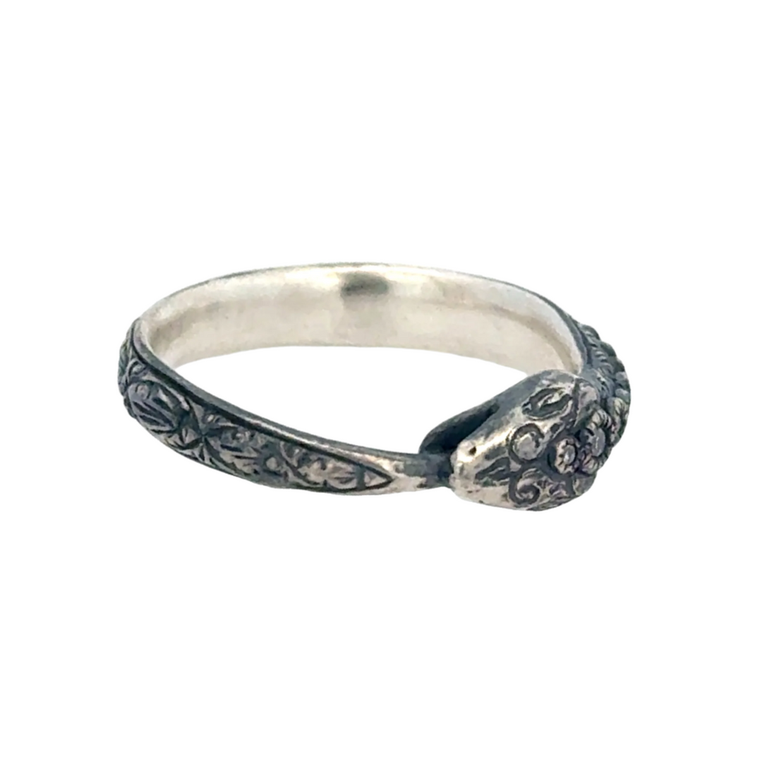 Diamond Snake Ring in Silver