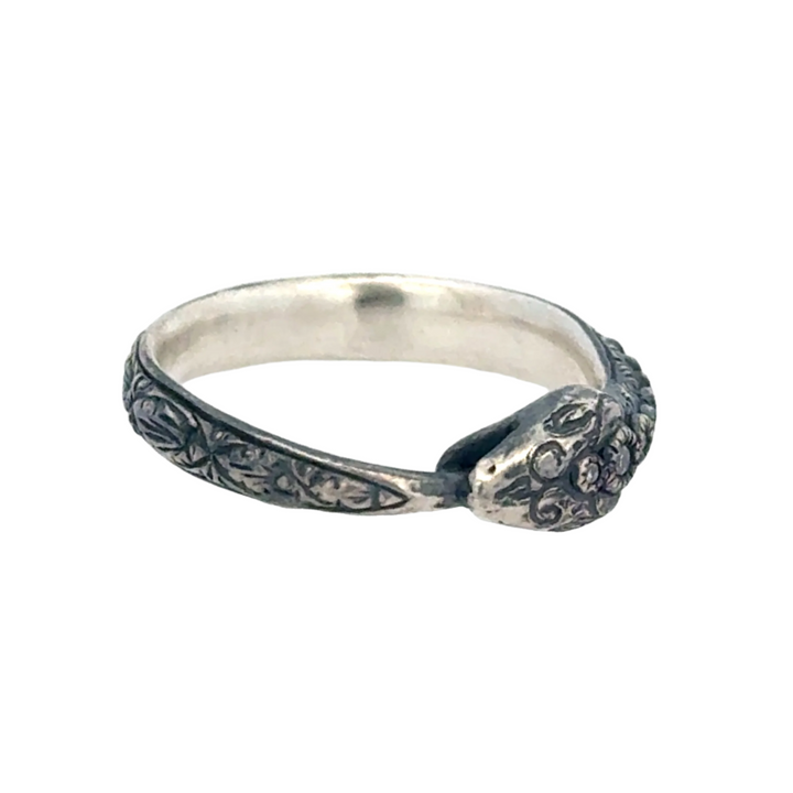 Diamond Snake Ring in Silver