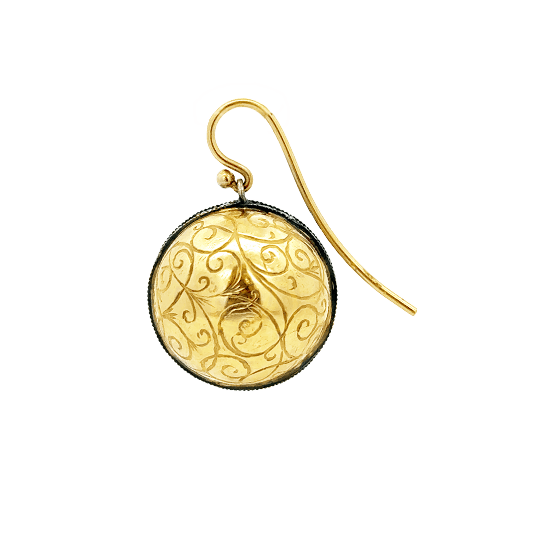 Engraved Gold Ball Drop Earrings