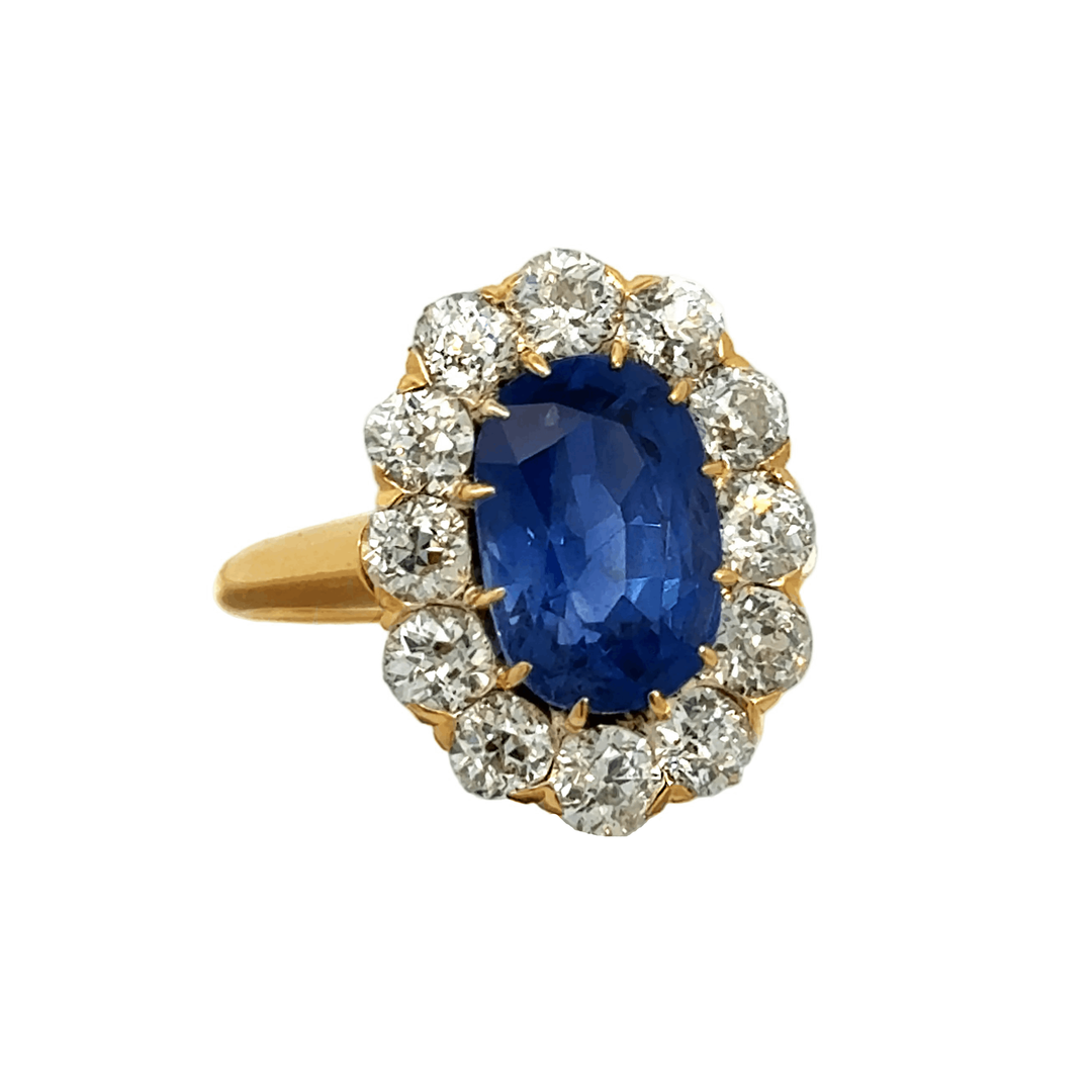 Blue Sapphire and Diamond Ring