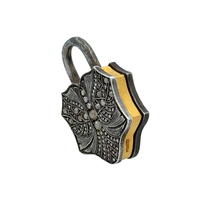 Carved Diamond Padlock Pendant