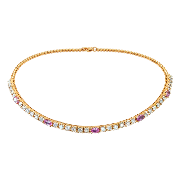 Diamond And Pink Sapphire Choker Necklace