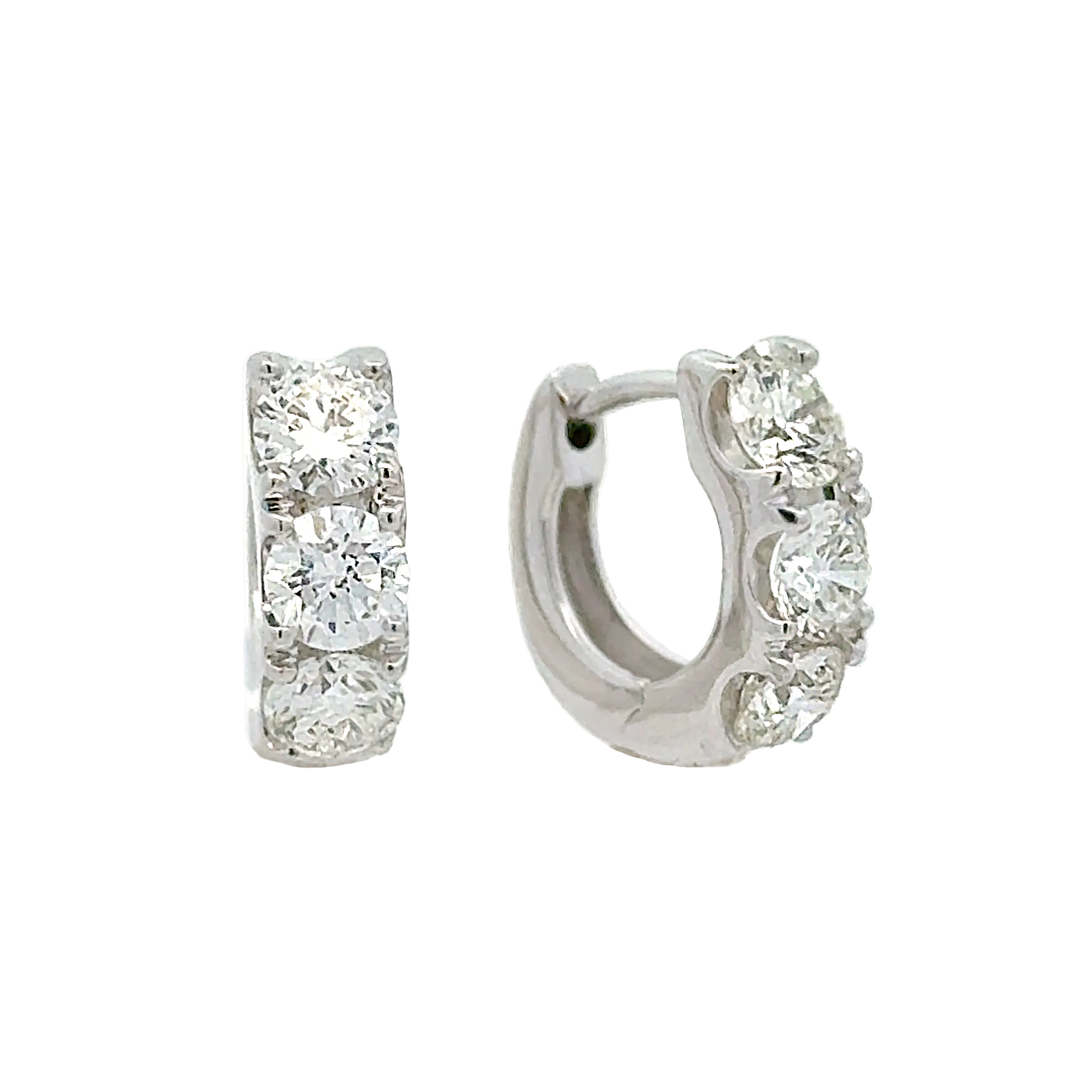 1.50 Carat Diamond Huggie Hoop Earrings