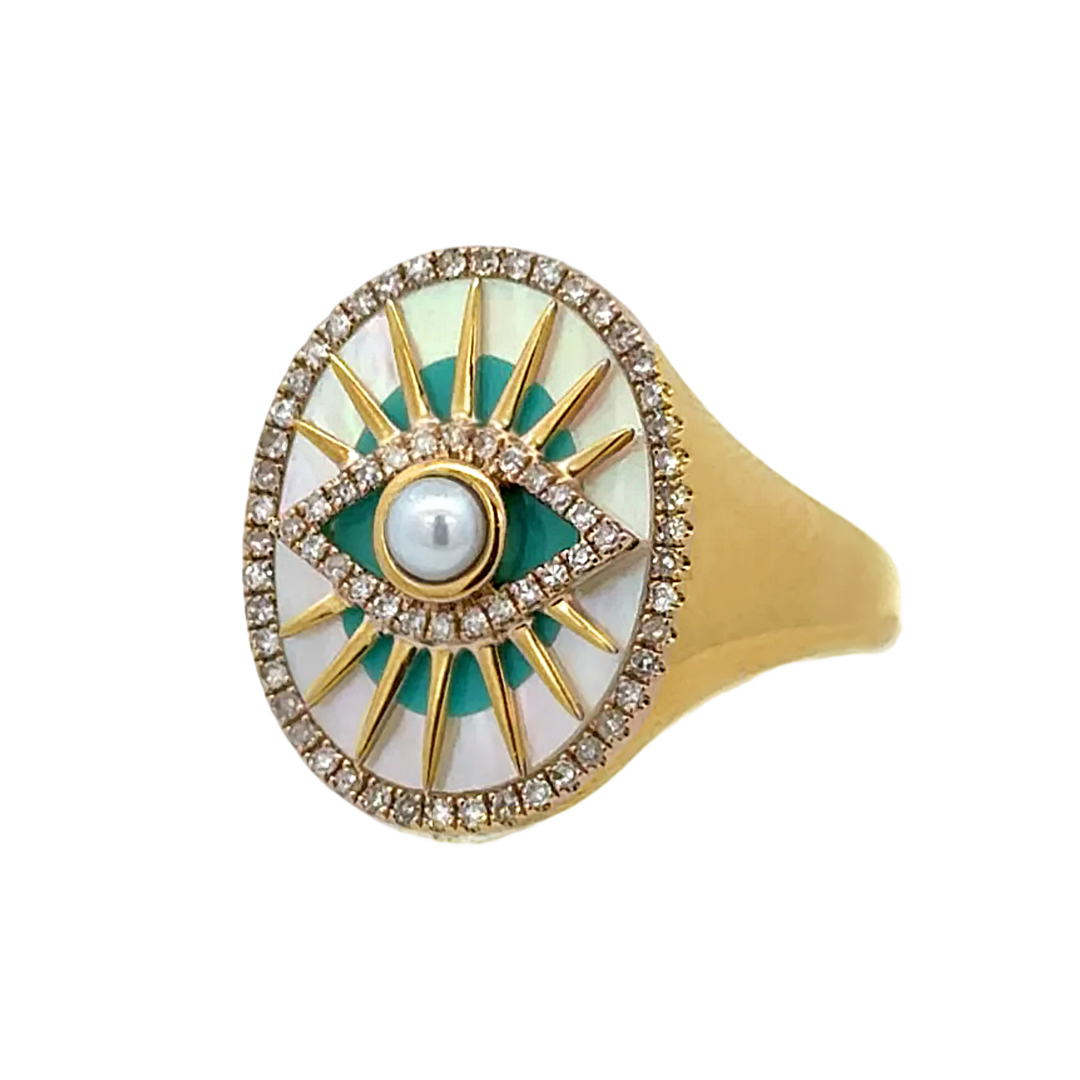 Oval Evil Eye Ring