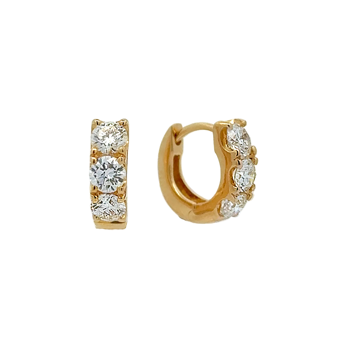 1.15 Carat Diamond Huggie Hoop Earrings
