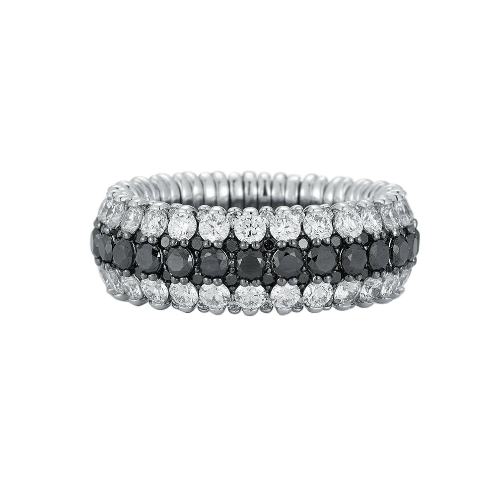 Giotto Black and White Diamond Stretch Ring