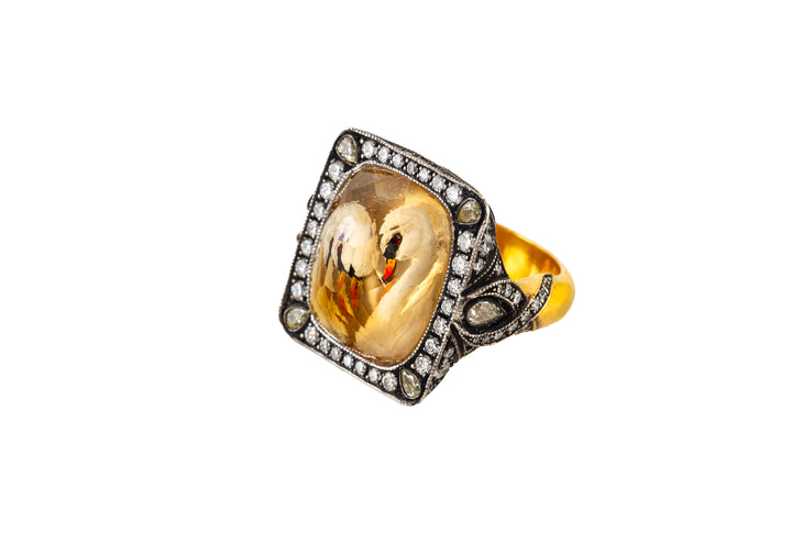 Hand Carved Swan Ring